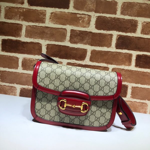 Gucci Replica GG Horsebit 1955 small shoulder 602204 red bag Replica Handbags Gucci Horsebit