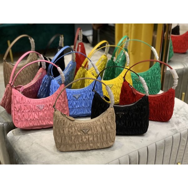 7 colors High Quality Prada Replica wrinkle Hobo hand bag Replica Handbags Prada Hobo