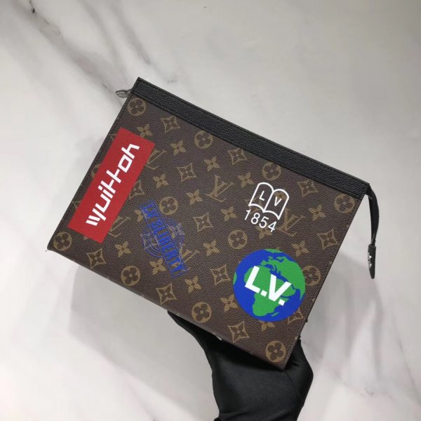 Louis Vuitton Pochette Voyage MM Monogram Eclipse M61692 Brown Replica Handbags Louis Vuitton Pochette