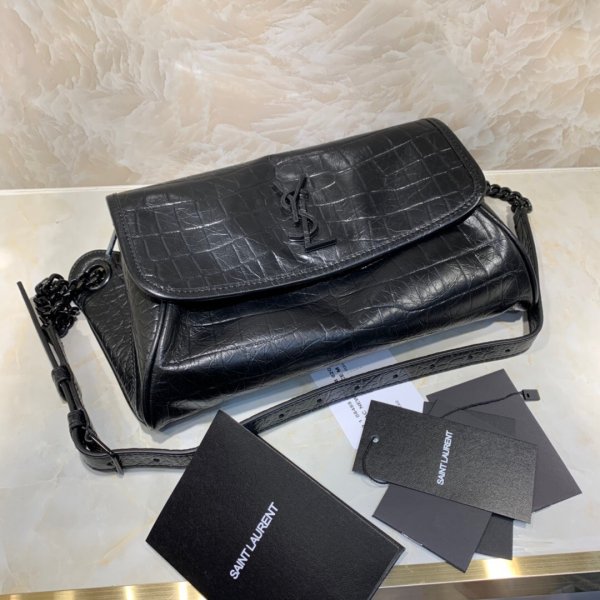 Saint Laurent Replica Narrow Tie Lame Silk 577124 Woven Square Replica Handbags YSL Shoulder