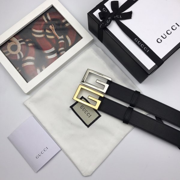 Luxury Gucci 35mm Buckle Black leather belt replica Replica Handbags Gucci Belts