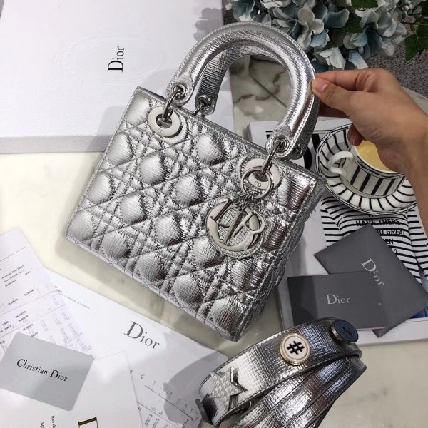 Replica Christian Dior Lady Dior Best 17CM20CM Silver Bag Replica Handbags Dior Lady