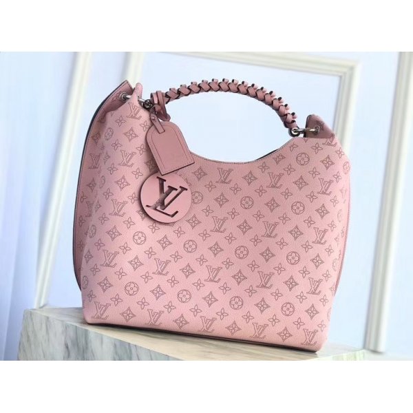 Louis Vuitton Mahina Carmel Hobo Shoulder Bag M52950 Pink Replica Handbags Louis Vuitton Mahina