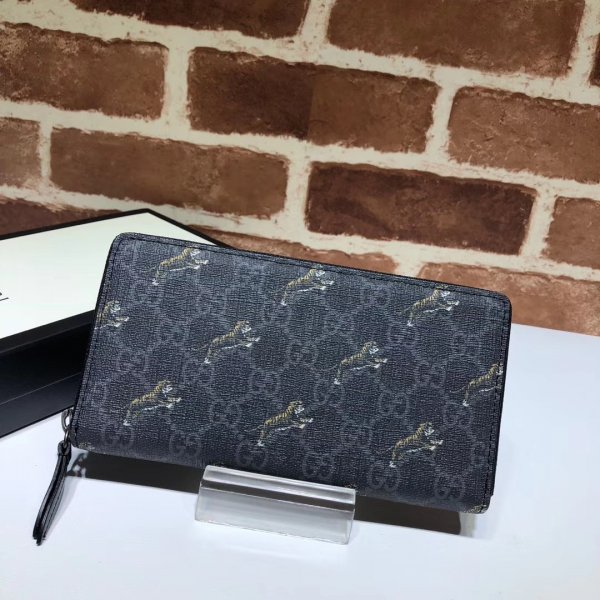 Luxury Gucci Replica Black GG zip around 575135 wallet Replica Handbags Gucci G Wallets