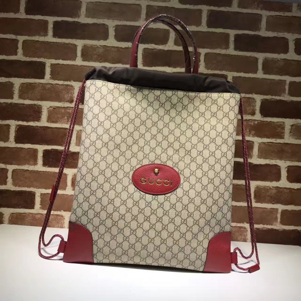 Gucci Luxury GG Supreme Neo Vintage Drawstring 473872 Backpack Replica Handbags Gucci Backpacks