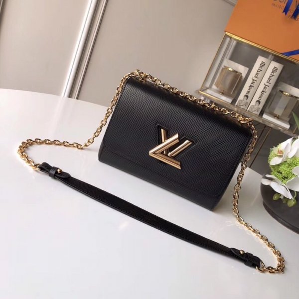 AAA+ Louis Vuitton Twist MM Epi Leather Handbags M50280 in Black Replica Handbags Louis Vuitton New Bags