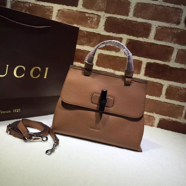 High Quality Gucci Bamboo daily leather top handle 392013 bag Replica Handbags Gucci Bamboo