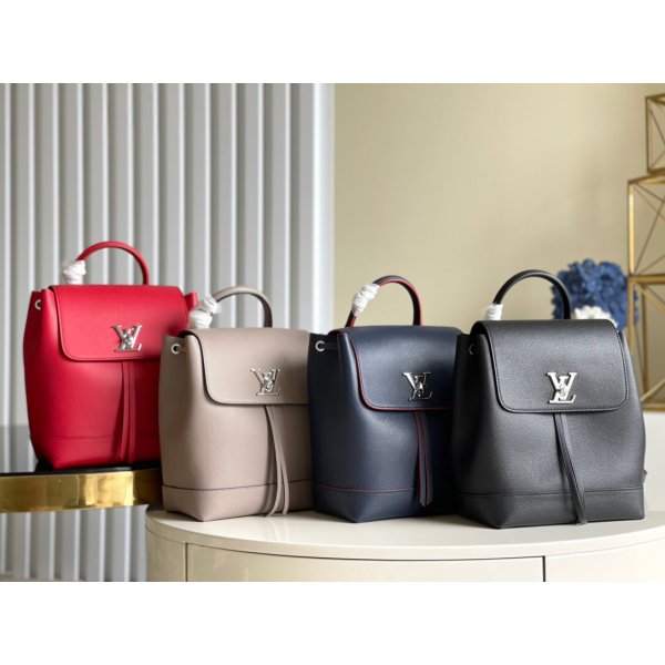 Louis Vuitton M41815 Backpack Lockme Leather NavyBlueBlackApricotRed Replica Handbags Louis Vuitton Lockme