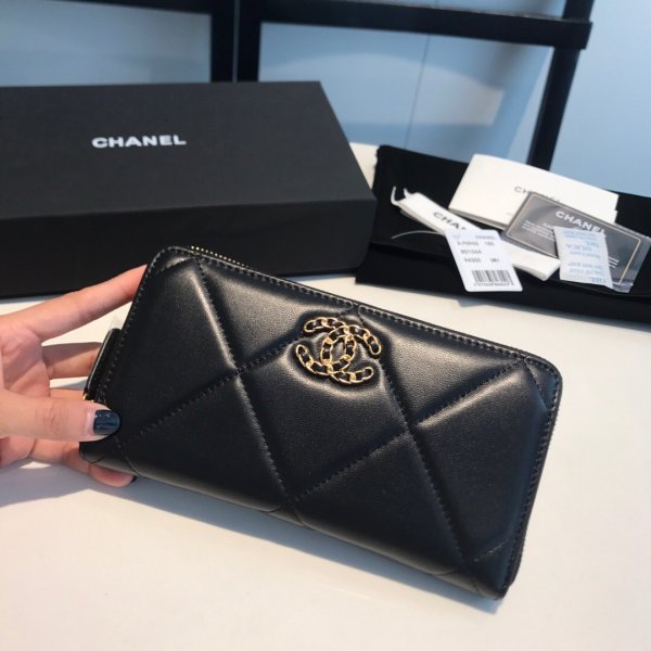 Shop Wholesale Matelasse 2021 AP0946 Long Wallet Black Replica Handbags Ch 