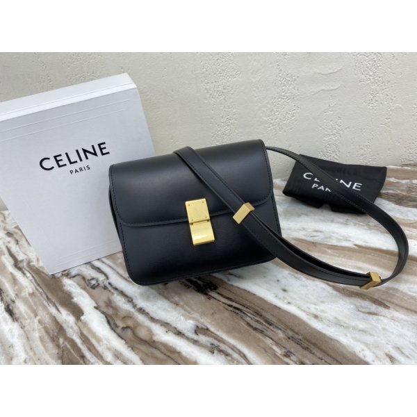 Replica Celine Teen Classic Leather Shoulder Black Bag Replica Handbags Celine Classic