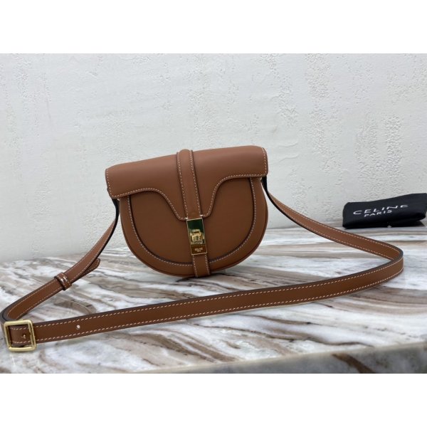 Cheap Celine 16 2020 SS Small Besace Brown Bag In Satinated Replica Handbags Celine Besace