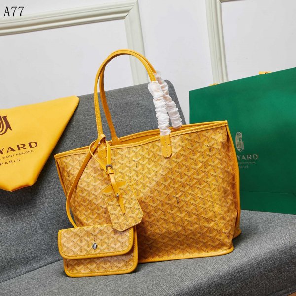 Designer Goyard Classic Chevron St Louis PM Totes Yellow Bags Replica Handbags Goyard Totes