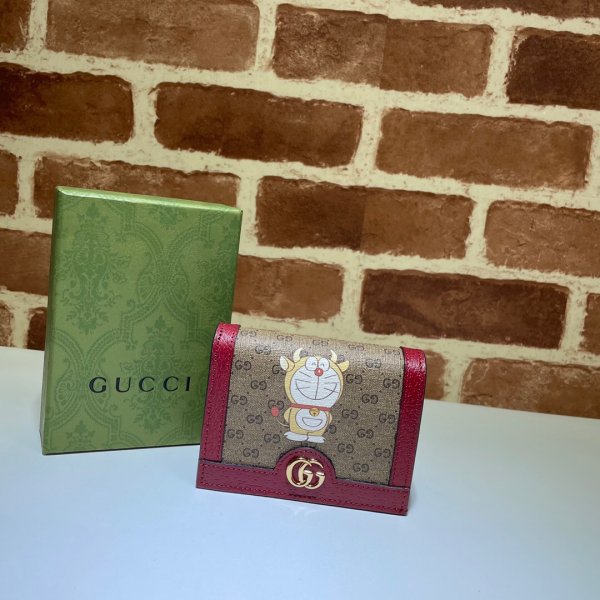 Gucci Best Beige Doraemon x Gucci 654541 card case Replica Handbags Gucci G Wallets