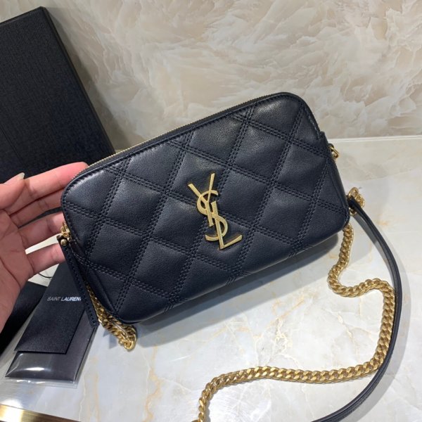 Cheap YSL Saint Laurent Becky chain wallet blackred quilted lambskin Replica Handbags YSL Shoulder
