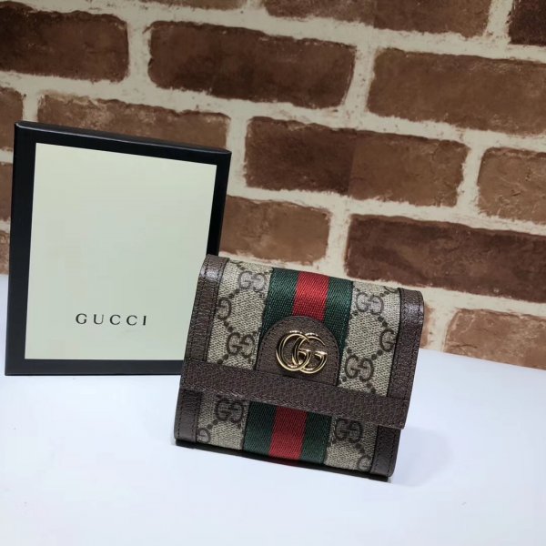 USA Gucci Replica Brown Ophidia GG 523174 wallet Replica Handbags Gucci G Wallets