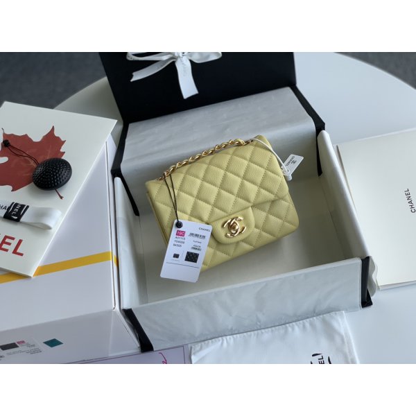 CC 1115 CF 17cm Mini Yellow Square Classic Flap Best Bag Replica Handbags Ch 