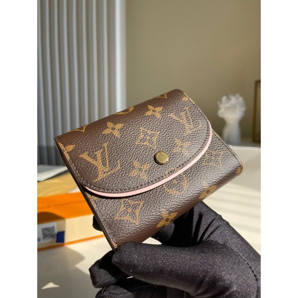 Luxury Louis Vuitton Replicas Ariane Wallet M62037 Monogram Brown Pink Replica Handbags Louis Vuitton Wallets
