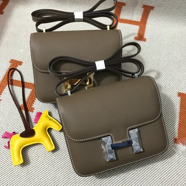 Hermes Constance Bag 18cm Epsom Leather Dark grey Replica Handbags Hermes Constance 18cm