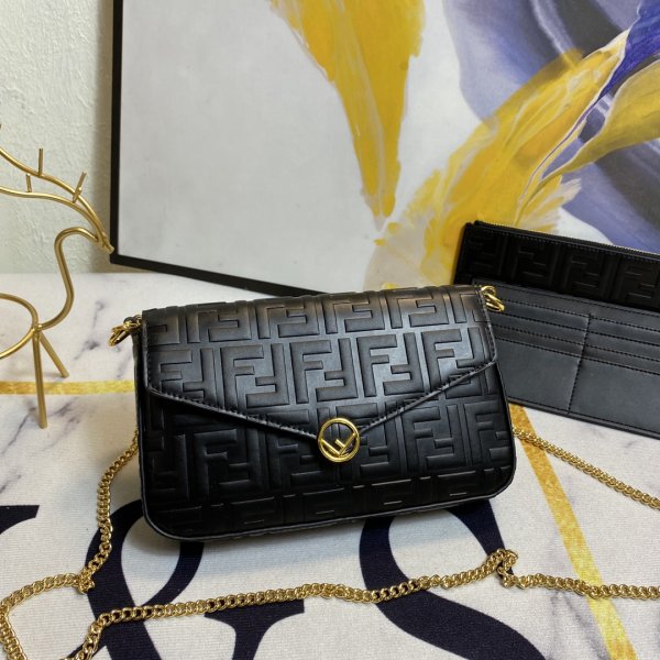 Fendi 7 Star 212200 Maca embossing Black Bags Replica Handbags Fendi