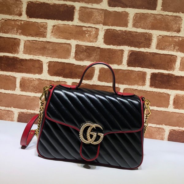 USA Gucci 7 Star Leather GG 498110583571 Marmont Mini Top Handle Bag Replica Handbags Gucci GG Marmont