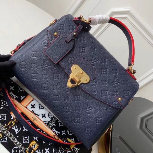 AAA+ Louis Vuitton Georges MM Monogram Empreinte Leather M53945 Navy Replica Handbags Louis Vuitton Monogram Empreinte