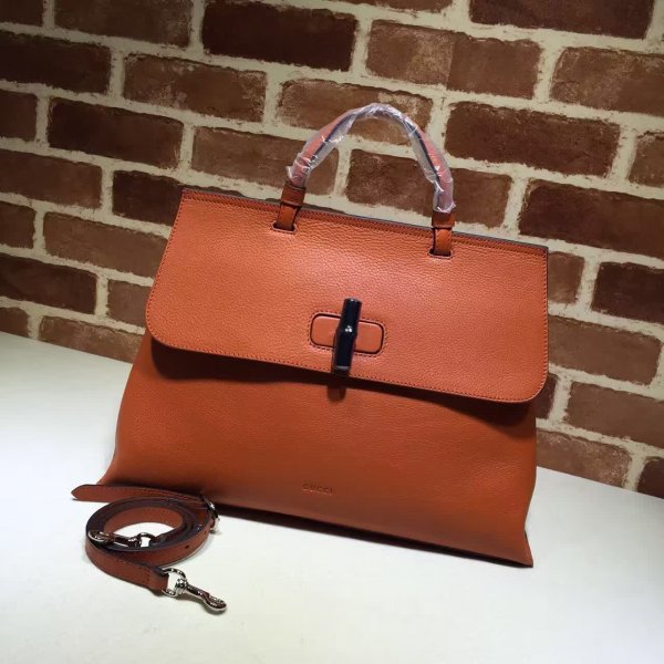 USA Gucci Bamboo daily leather top handle 370830 bag Replica Handbags Gucci Bamboo