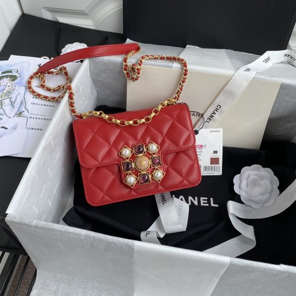 Luxury Chanel 2020 Coco King Dom Flap Replica Red Bag Replica Handbags Ch 
