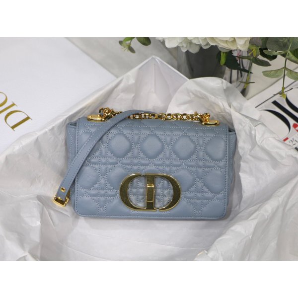 Womens Small High Quality Dior Caro Blue Bag Replica Handbags Dior Caro