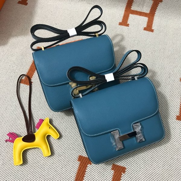 Hermes Constance Bag 18cm Epsom Leather Blue Replica Handbags Hermes Constance 18cm