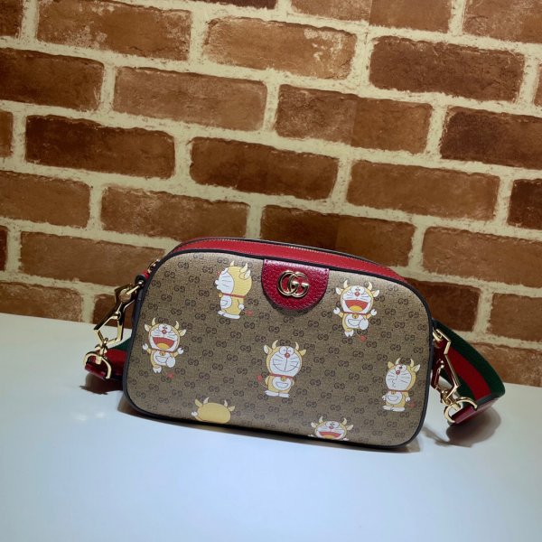 Red Guuci Fake 574886 GG Black shoulder bag Replica Handbags Gucci Shoulder