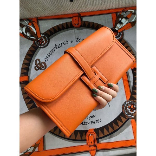 Best Hermes Replica Bags Jige 29cm Swift Leather yellow Replica Handbags Hermes Clutchs