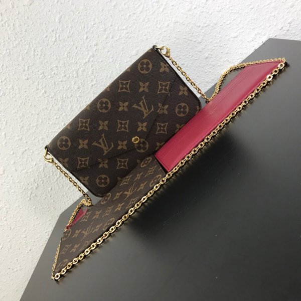 Best Louis Vuitton USA Monogram Canvas Felicie Chain M61276 Replica Handbags Louis Vuitton Pochette