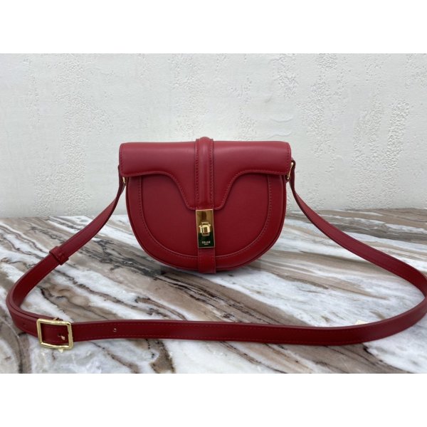 Celine Knockoff Silin Ladies Cowhide Shoulder Red Bag Saddle Replica Handbags Celine Besace