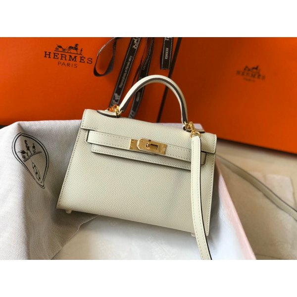 Replica Hermes Apricot Mini Kelly Handbag Epsom leather Replica Handbags Hermes Kelly Mini Kelly