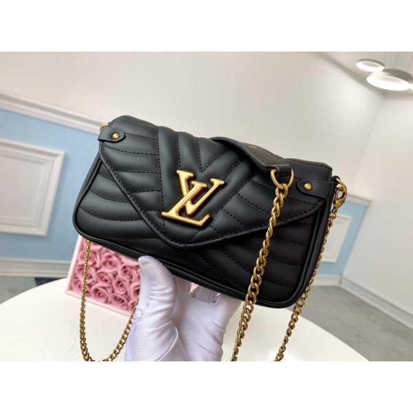 Fashion Louis Vuitton Replicas Noisette New Wave Chain Pochette M63929 Black Replica Handbags Louis Vuitton BumbagWave