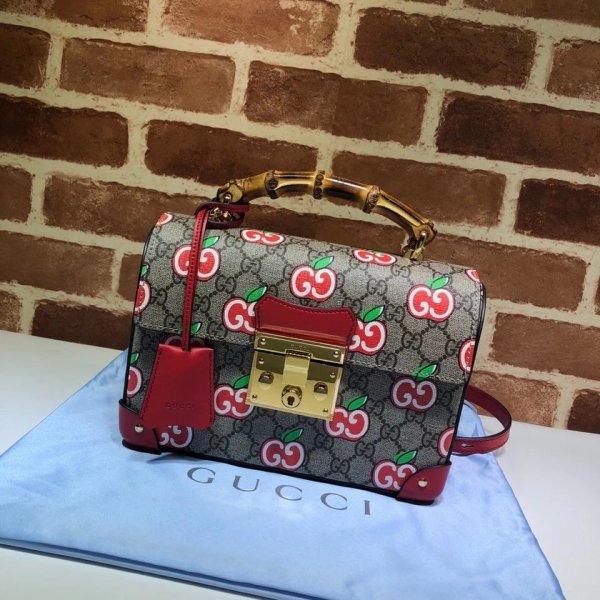 Gucci Best GG Supreme Flora Padlock Small Bamboo 603221 Bag Replica Handbags Gucci Padlock