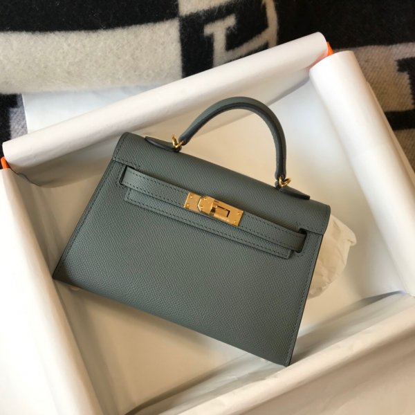 Hermes Replica Mini Kelly Epsom leather ArmyGreen Bags Replica Handbags Hermes Kelly Mini Kelly