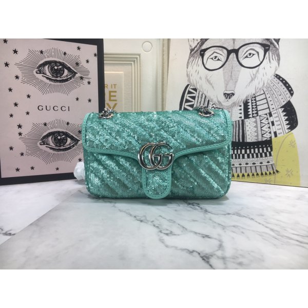 Replica Gucci GG Marmont Matelasse Pastel 446744 Green Bag Replica Handbags Gucci GG Marmont