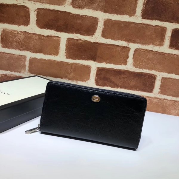 Replica Gucci Black Cheap Leather Zip Around Wallet With Interlocking G 575988 Replica Handbags Gucci G Wallets