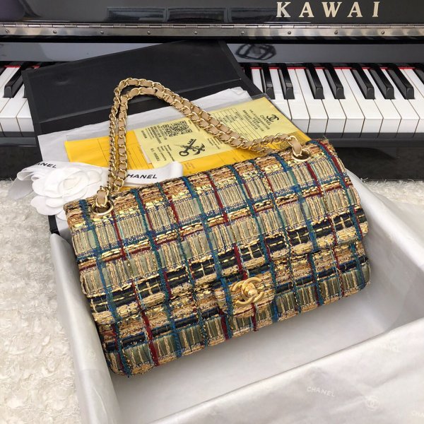 CC High Quality Multicolor Python Leather Medium Classic Flap Replica Handbags Ch 