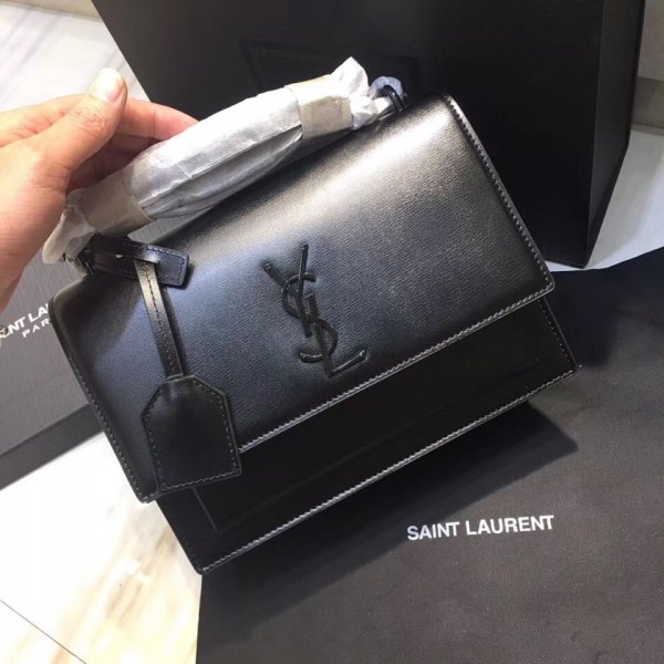 Shop Black Saint Laurent Sunset Mono Crossbody Bag Replica Handbags YSL Shoulder