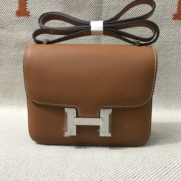 Hermes Constance Bag 18cm Epsom Leather Camel Replica Handbags Hermes Constance 18cm