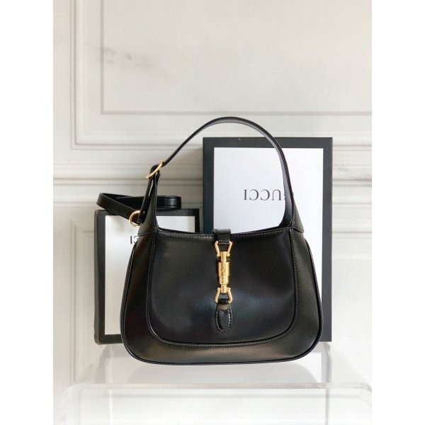 Black Replica Gucci Jackie Original GG Canvas Shoulder Bag Replica Handbags Gucci Jackie