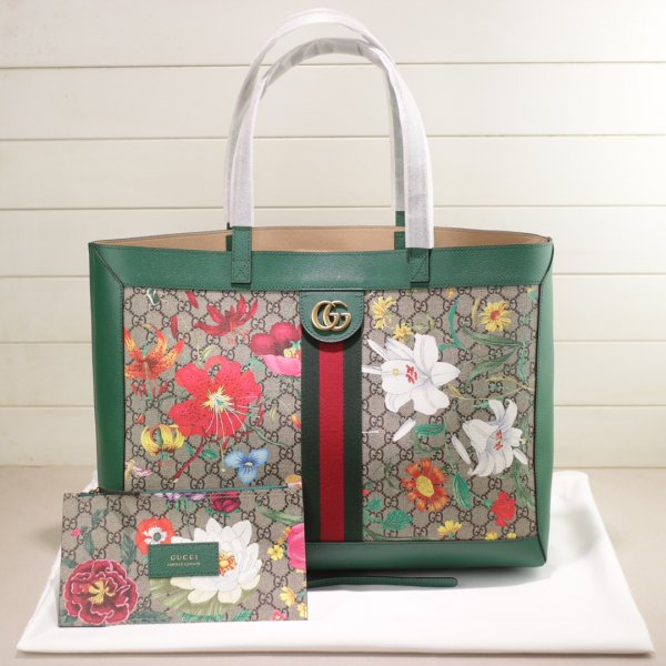 Gucci Replica 547947 AAA+ Ophidia soft GG Supreme medium tote Green Replica Handbags Gucci Ophidia