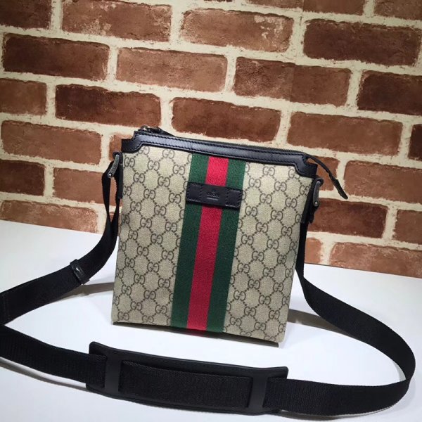 Top Quality Gucci Web GG Supreme Flat Messenger Replica 471454 Bag Replica Handbags Gucci G Men Bag
