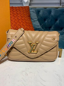 2019 louis vuitton original calfskin new wave chain pochette M63956 apricot