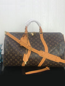 2019 louis vuitton original monogram canvas keepall bandouliere 50 M44645 apricot
