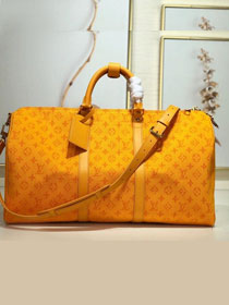 2019 louis vuitton original monogram denim keepall 50 M44644 yellow