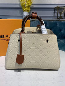 2019 louis vuitton original monogram empreinte calfskin montaigne mm M53939 beige
