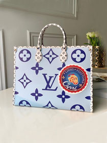 louis vuitton original monogram giant canvas onthego tote bag gm M44571 blue